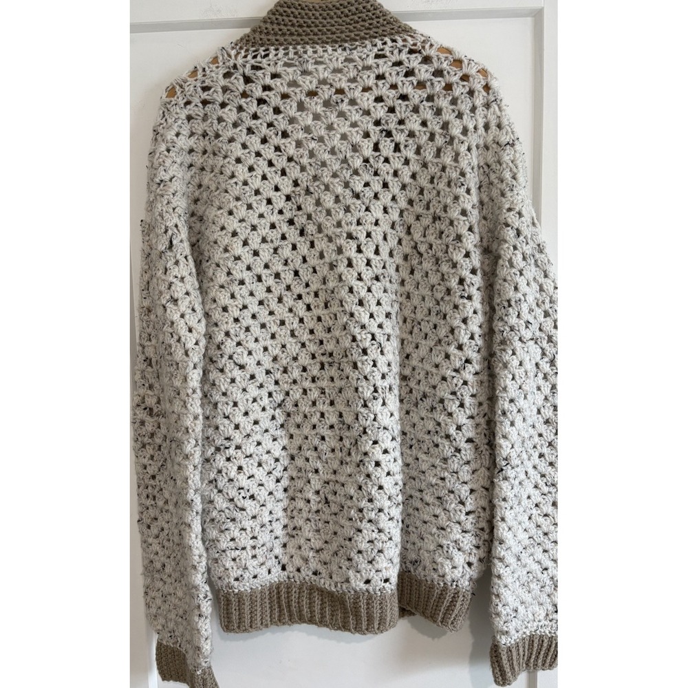 Handmade Crochet Hexagon Cardigan Sweater Unisex M/L Granny Square Pockets Boho - Picture 2 of 6